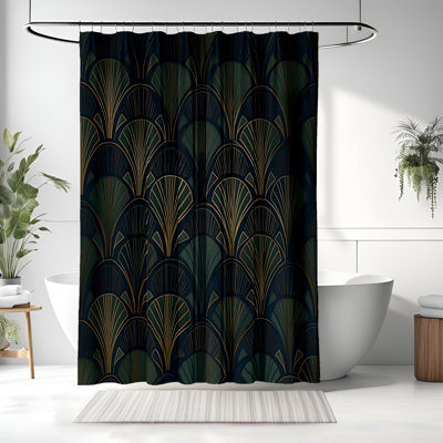 Green Shower outlet Curtain - Jacquard Style Shower Curtain - Art Nouveau Room Decor - Fabric Shower Curtain - 71x74 inches